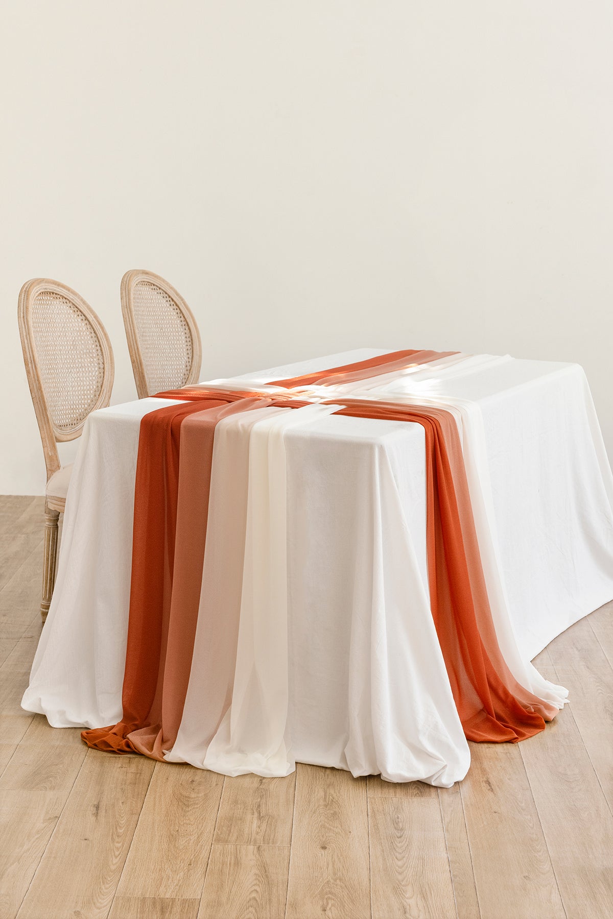 Table linens in Sunset Terracotta