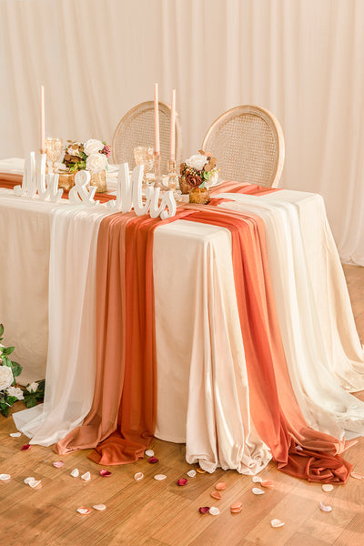Table linens in Sunset Terracotta