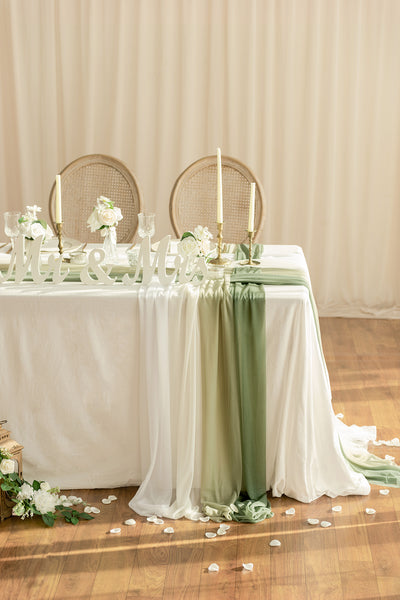 Table linens in White & Sage