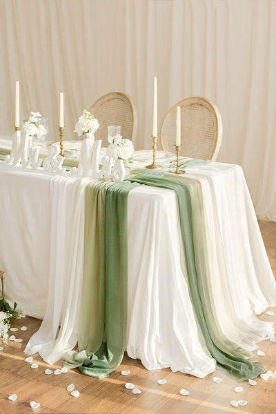 Table linens in White & Sage