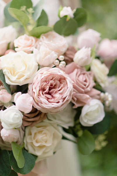 Medium Free-Form Bridal Bouquet in Dusty Rose & Cream