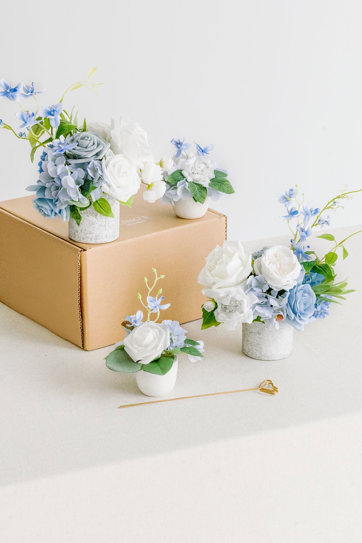 Assorted Floral Centerpiece Set in Powder Blue