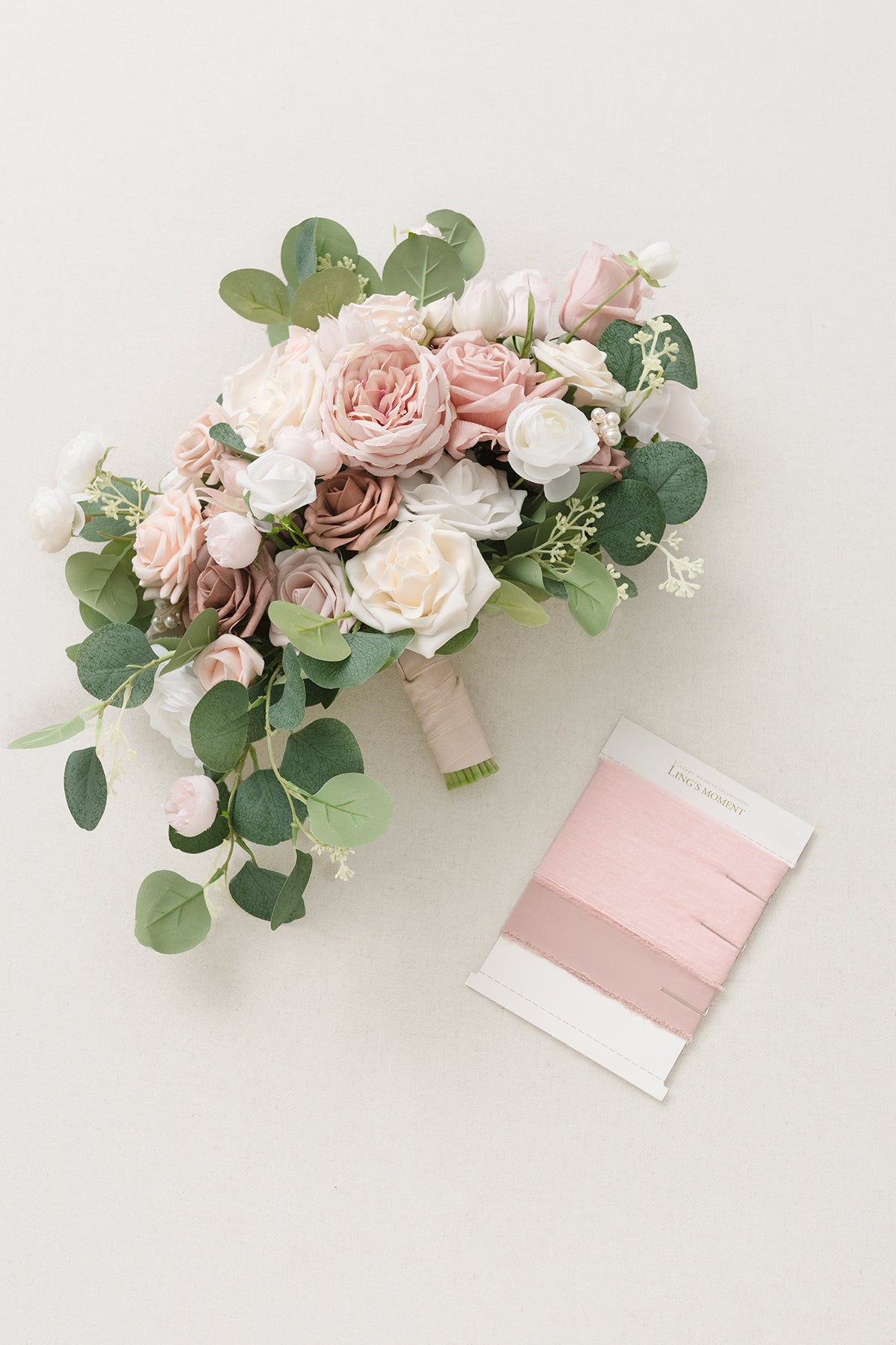 Dried Flowers Bridal Bouquet - Pale Blue & Cream