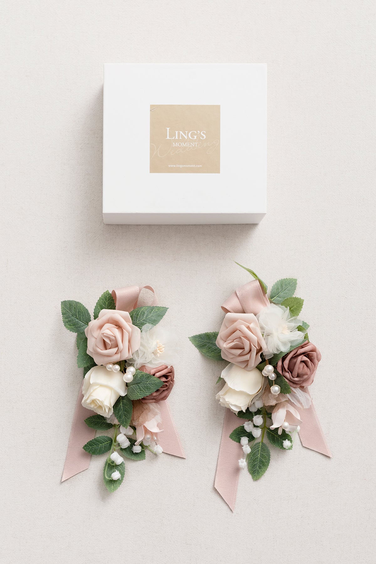 Shoulder Corsages in Dusty Rose & Cream