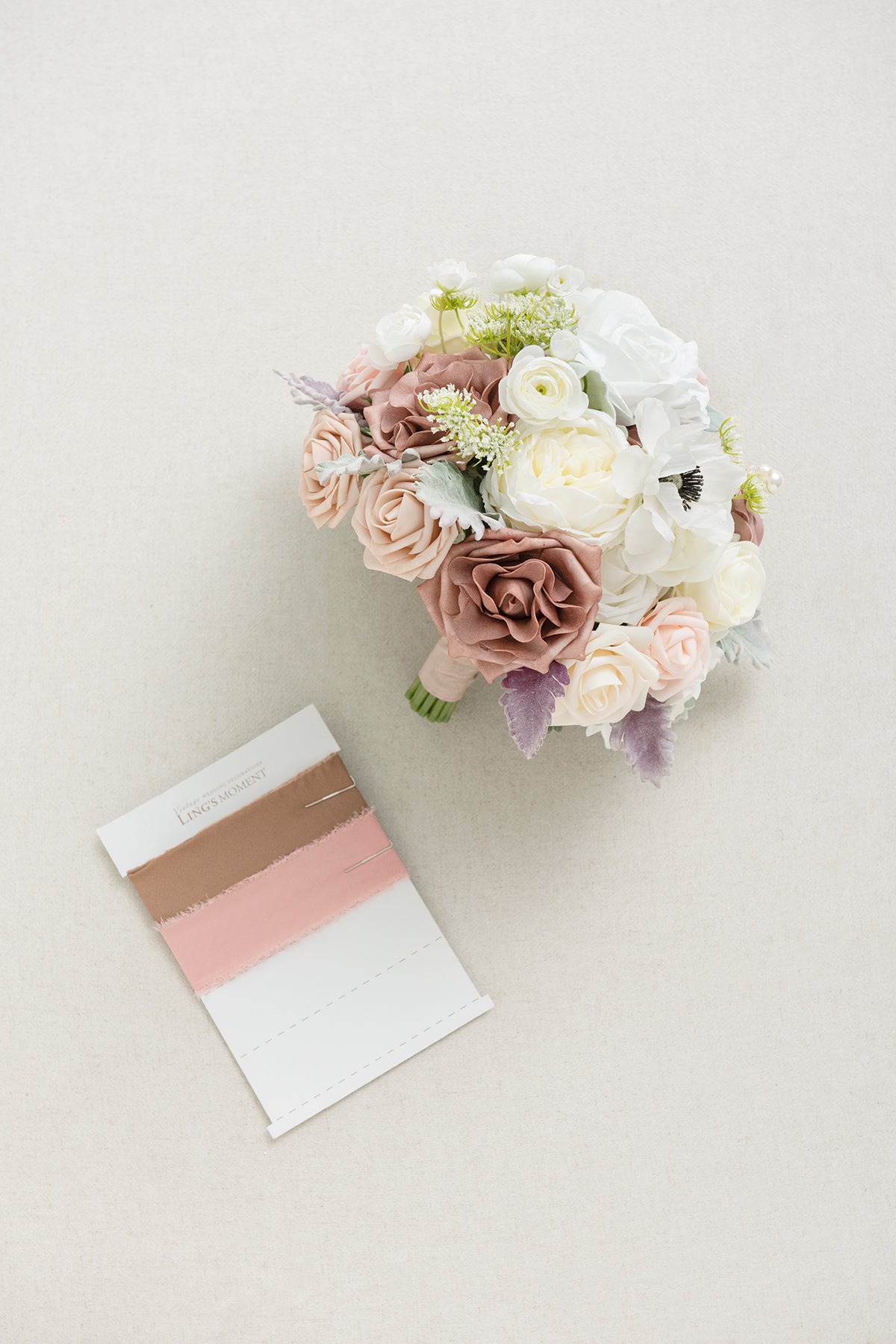 Small Round Bridal Bouquets in Dusty Rose & Cream