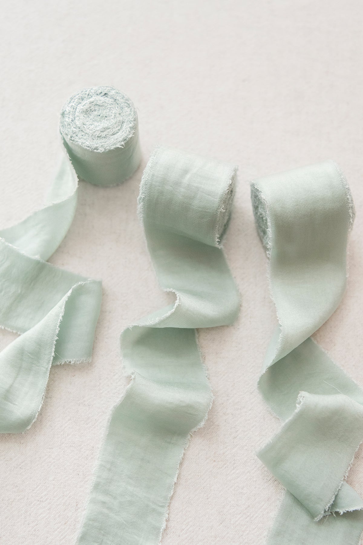 Baby Blue Silk Chiffon Ribbon 1.5 by the Yard Chiffon Ribbon, Hand Dyed,  Hand Torn Frayed Edges, for Bouquet, Invitations, Flat Lays 