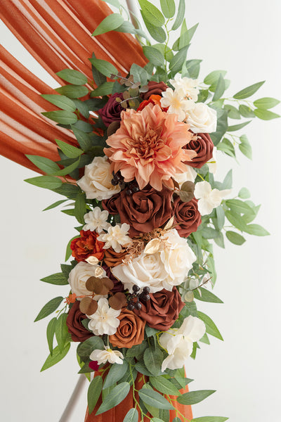 Large Rectangle Flower Arrangements (Set of 2) - Sunset Terracotta