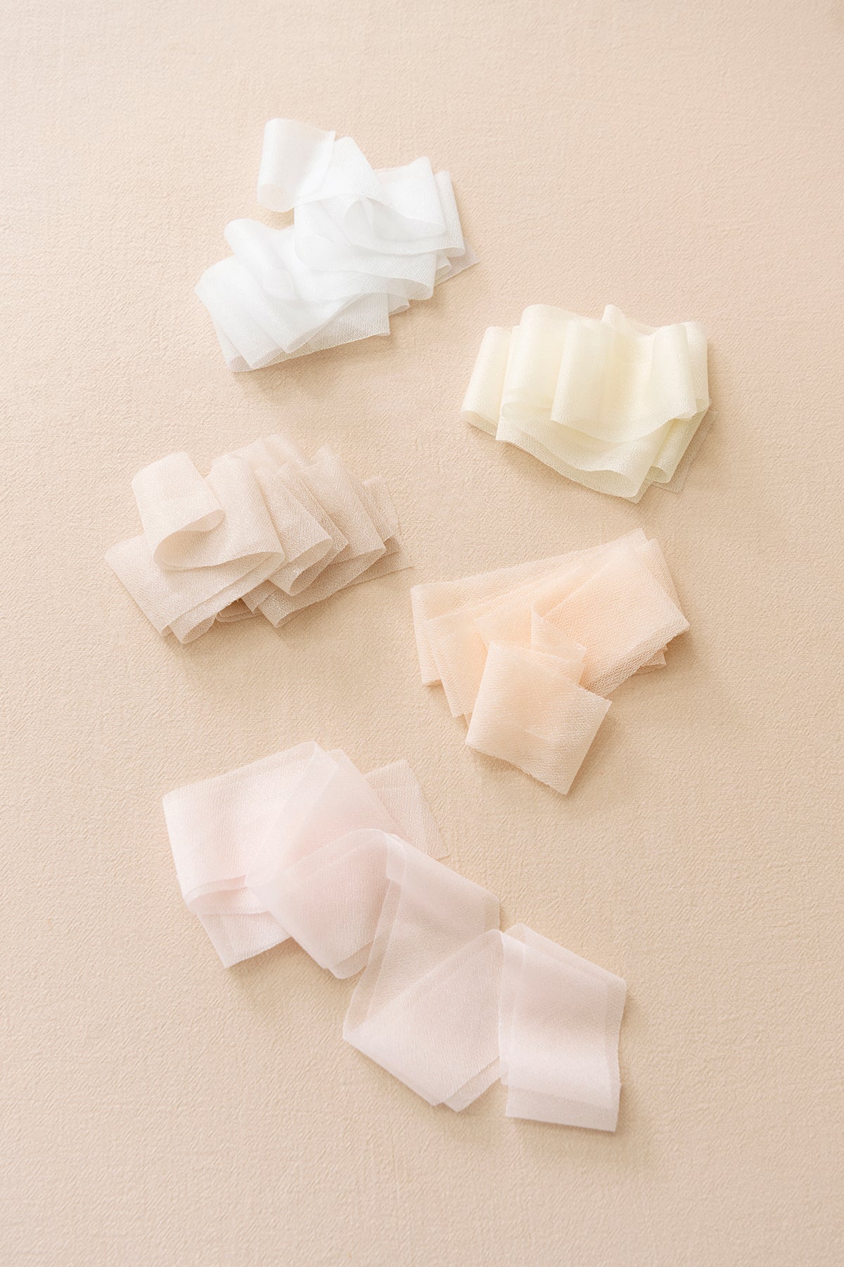 Ombre Chiffon Ribbons Swatch Chart in Blush & Cream