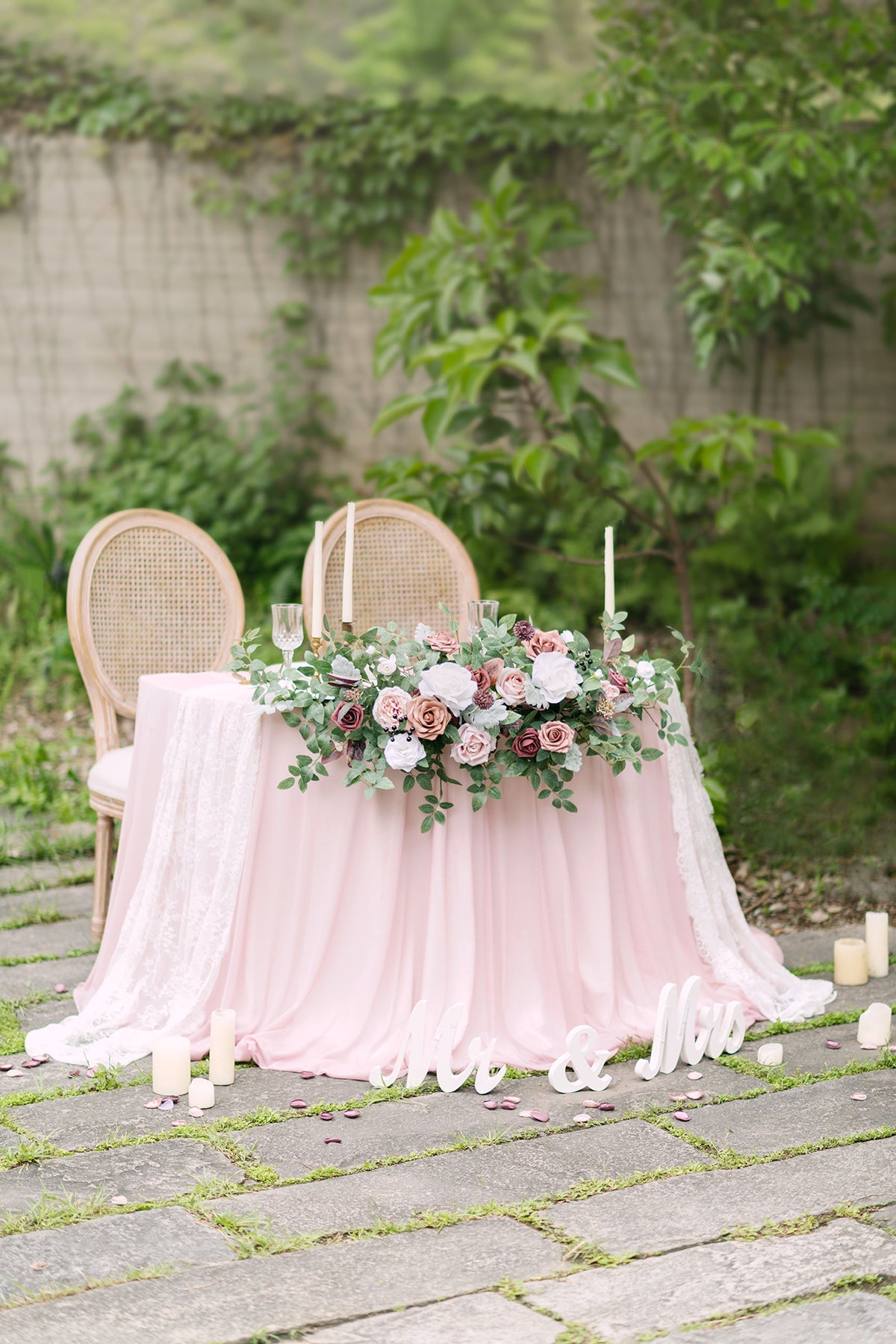 Head Table Floral Swags in Dusty Rose & Mauve