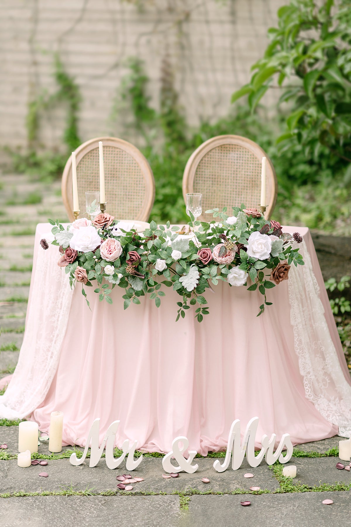 Head Table Floral Swags in Dusty Rose & Mauve