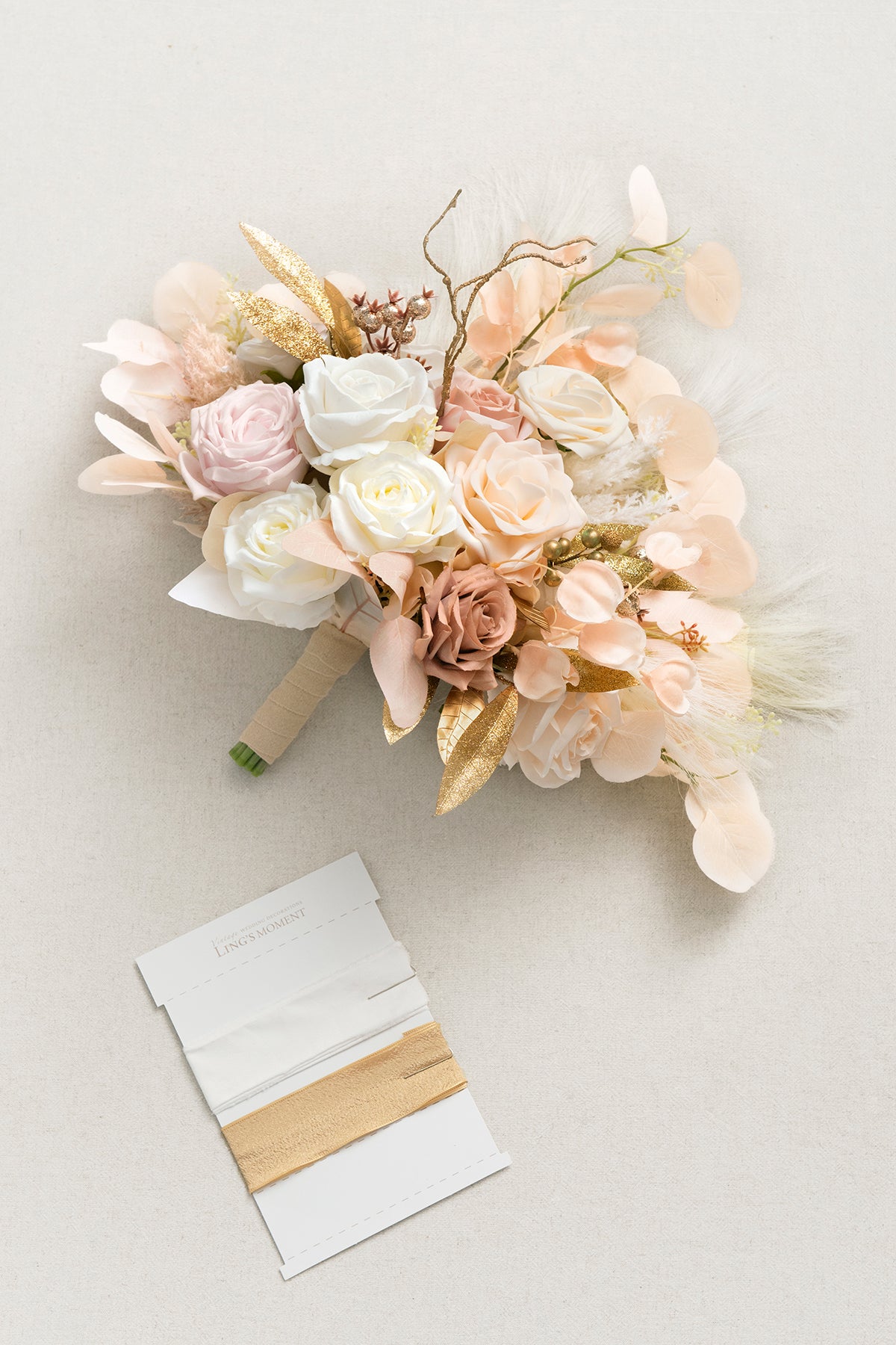 Medium Free-Form Bridal Bouquet in White & Beige