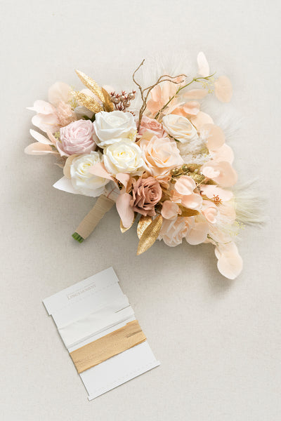 Medium Free-Form Bridal Bouquet in White & Beige
