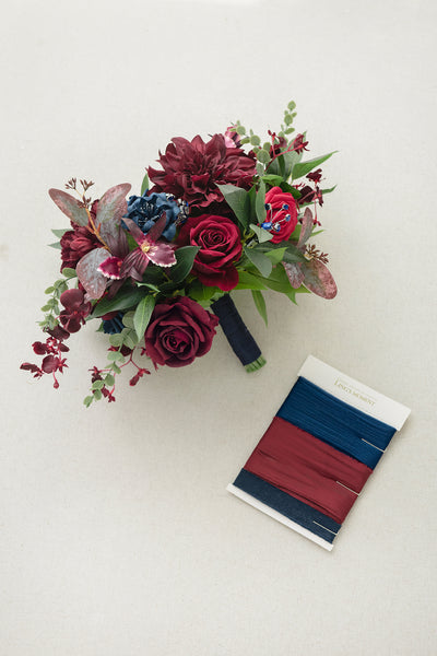 Small Free-Form Bridal Bouquet in Burgundy & Navy