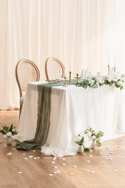 Table linens in White & Sage