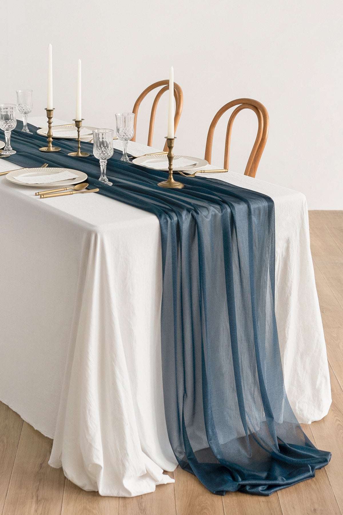 Table Linens in Dusty Rose & Navy