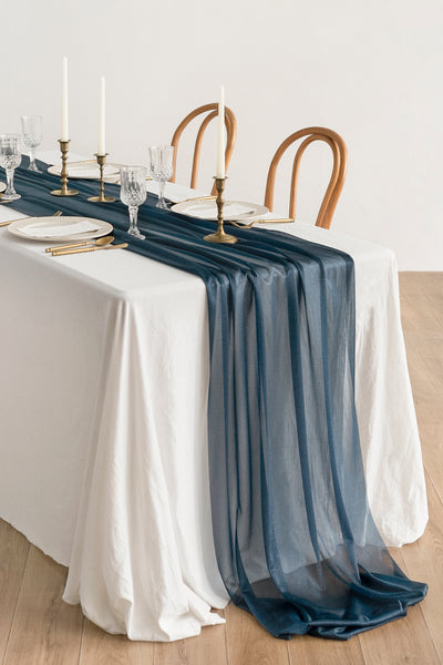 Table Linens in Dusty Rose & Navy