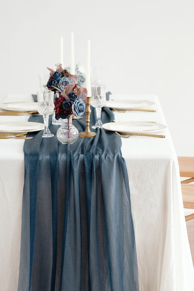 Table Linens in Dusty Rose & Navy