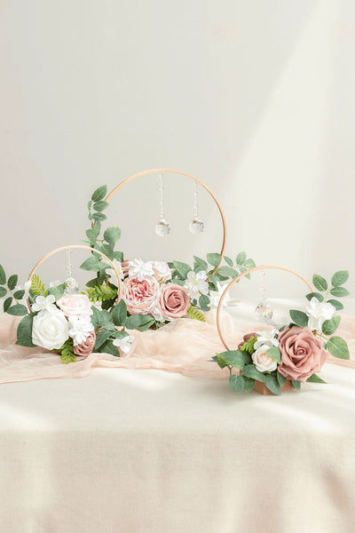 Wreath Hoop Centerpiece Set in Dusty Rose & Cream