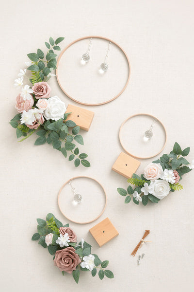 Wreath Hoop Centerpiece Set in Dusty Rose & Cream