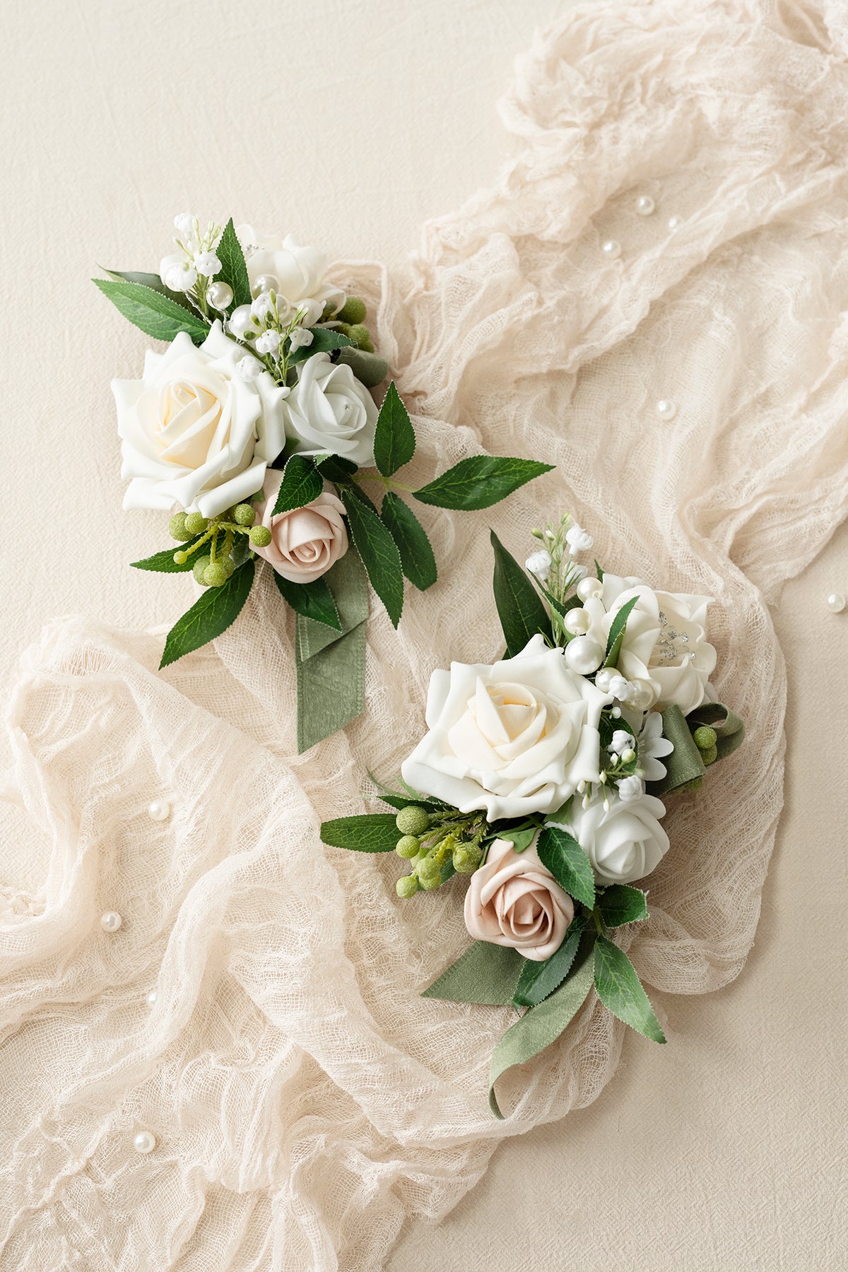 Shoulder Corsages in White & Sage