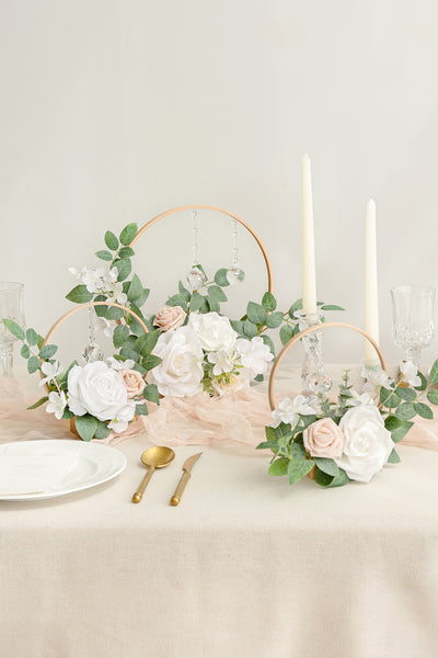 Wreath Hoop Centerpiece Set in White & Sage | Clearance