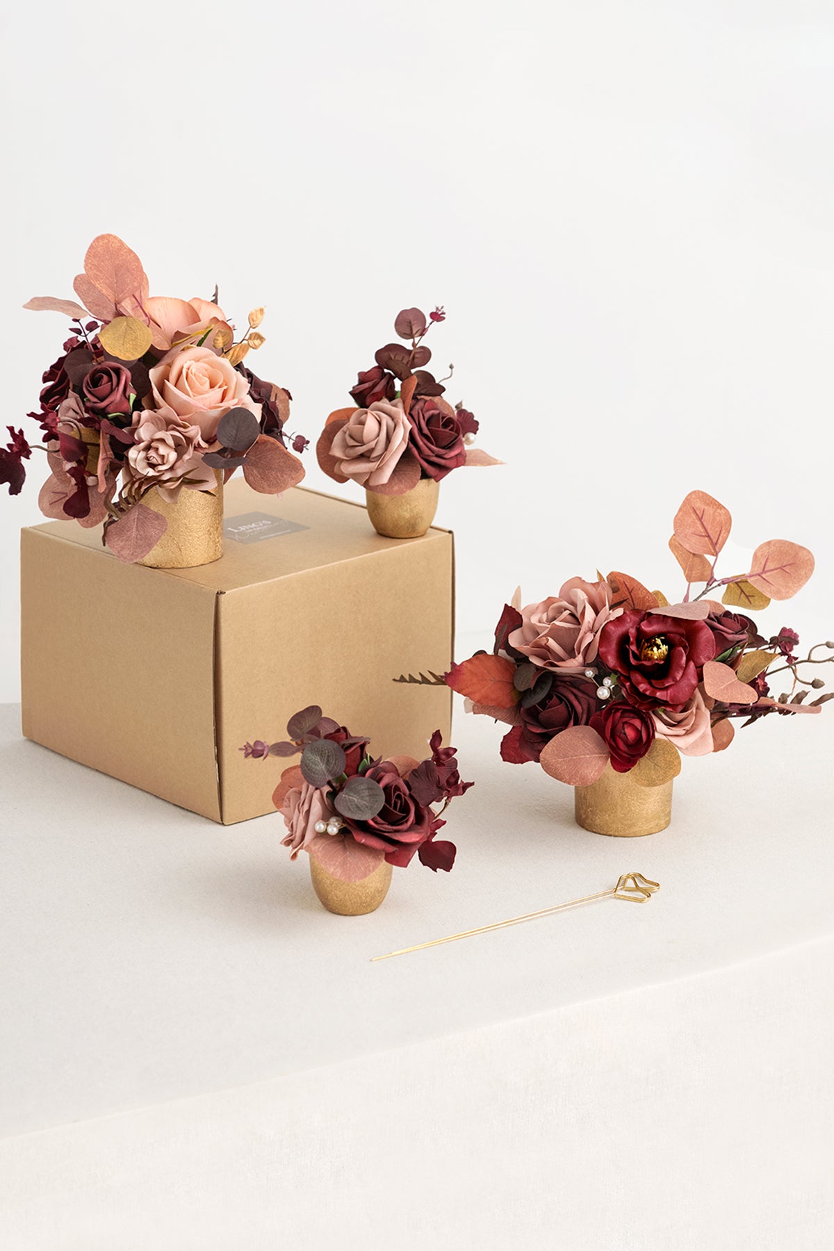 Assorted Floral Centerpiece Set in Burgundy & Dusty Rose | Clearance