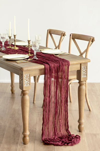 Table Linens in Burgundy & Dusty rose