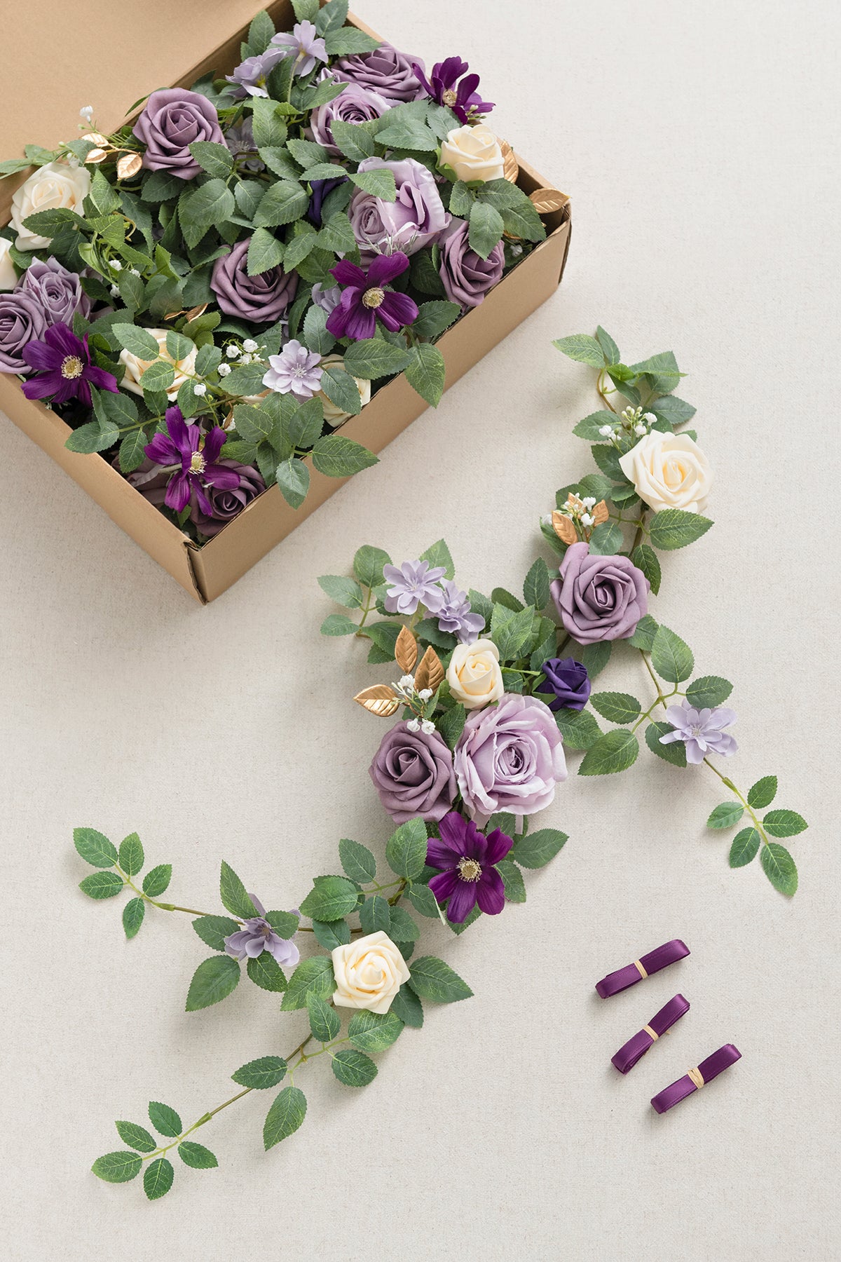 1.8 Flower Garlands in Lilac & Gold