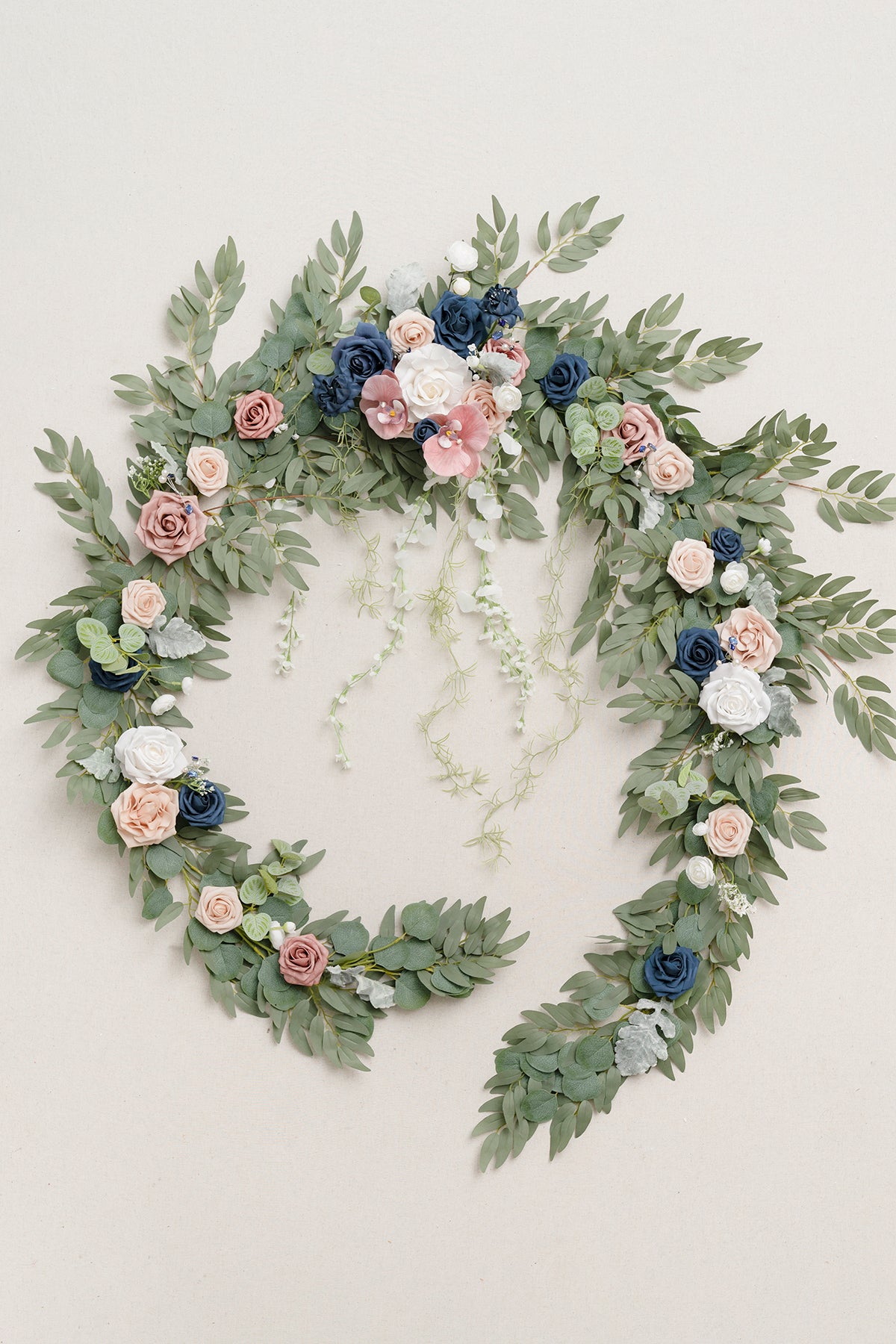 9ft Head Table Flower Garland in Dusty Rose & Navy