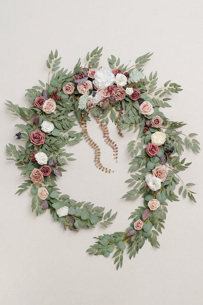 9ft Head Table Flower Garland in Dusty Rose & Mauve