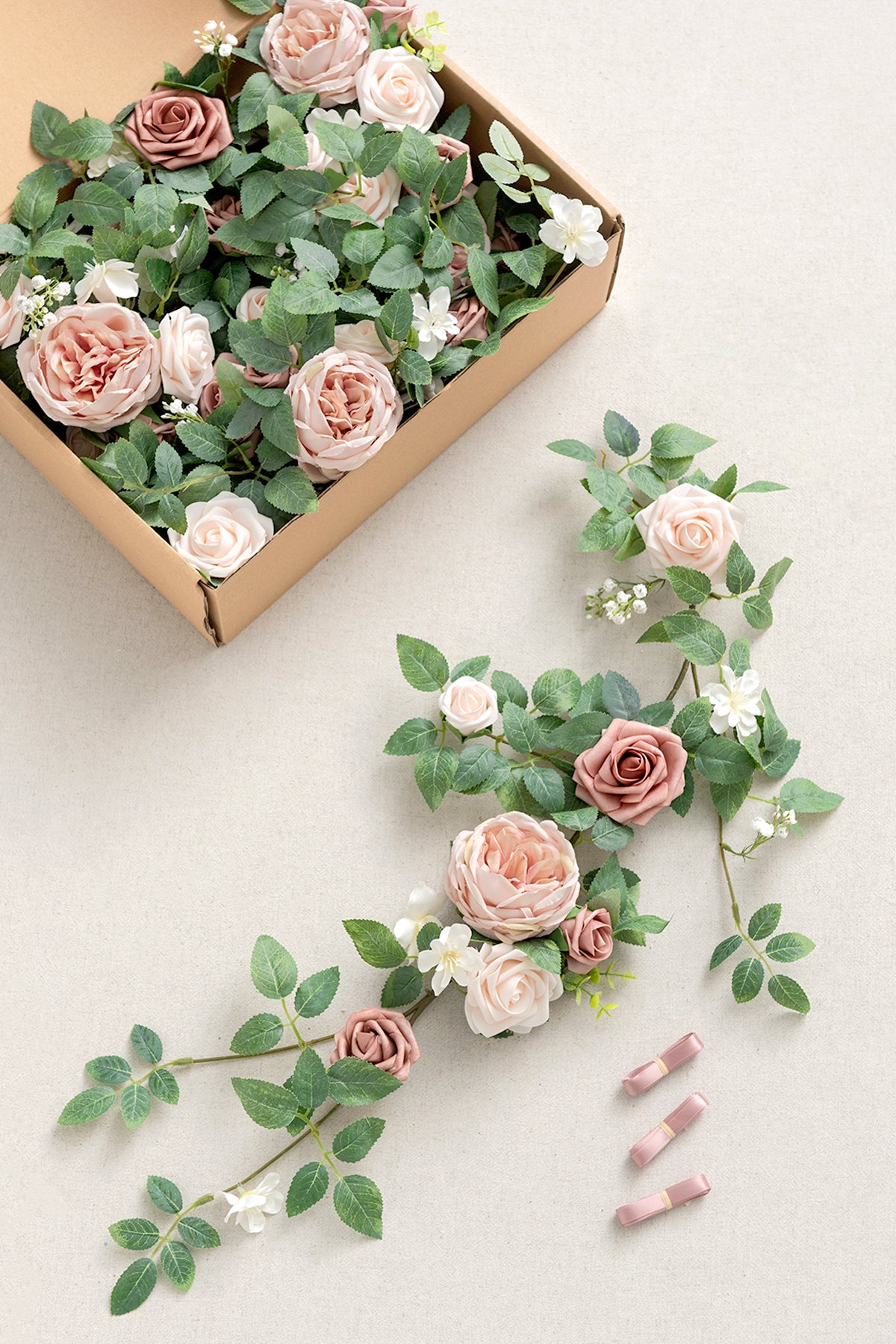 1.8ft Flower Garlands in Dusty Rose & Cream