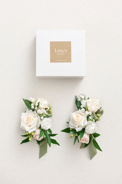 Shoulder Corsages in White & Sage