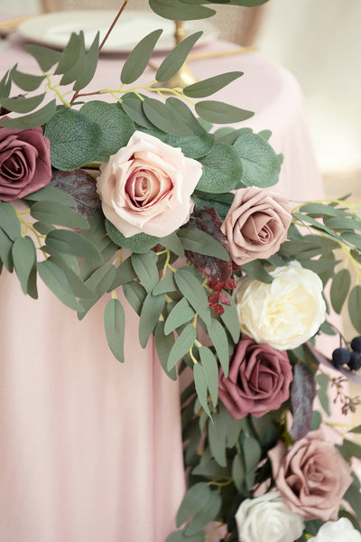 9ft Head Table Flower Garland in Dusty Rose & Mauve