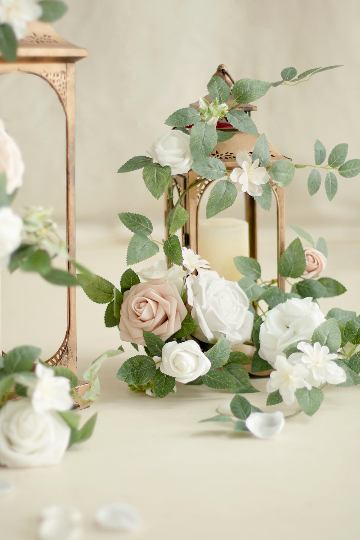 Lantern Floral Arrangements in White & Sage