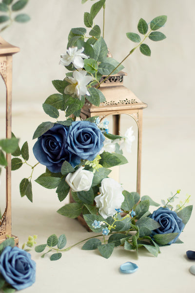 2ft Flower Garlands in Dusty Blue & Navy