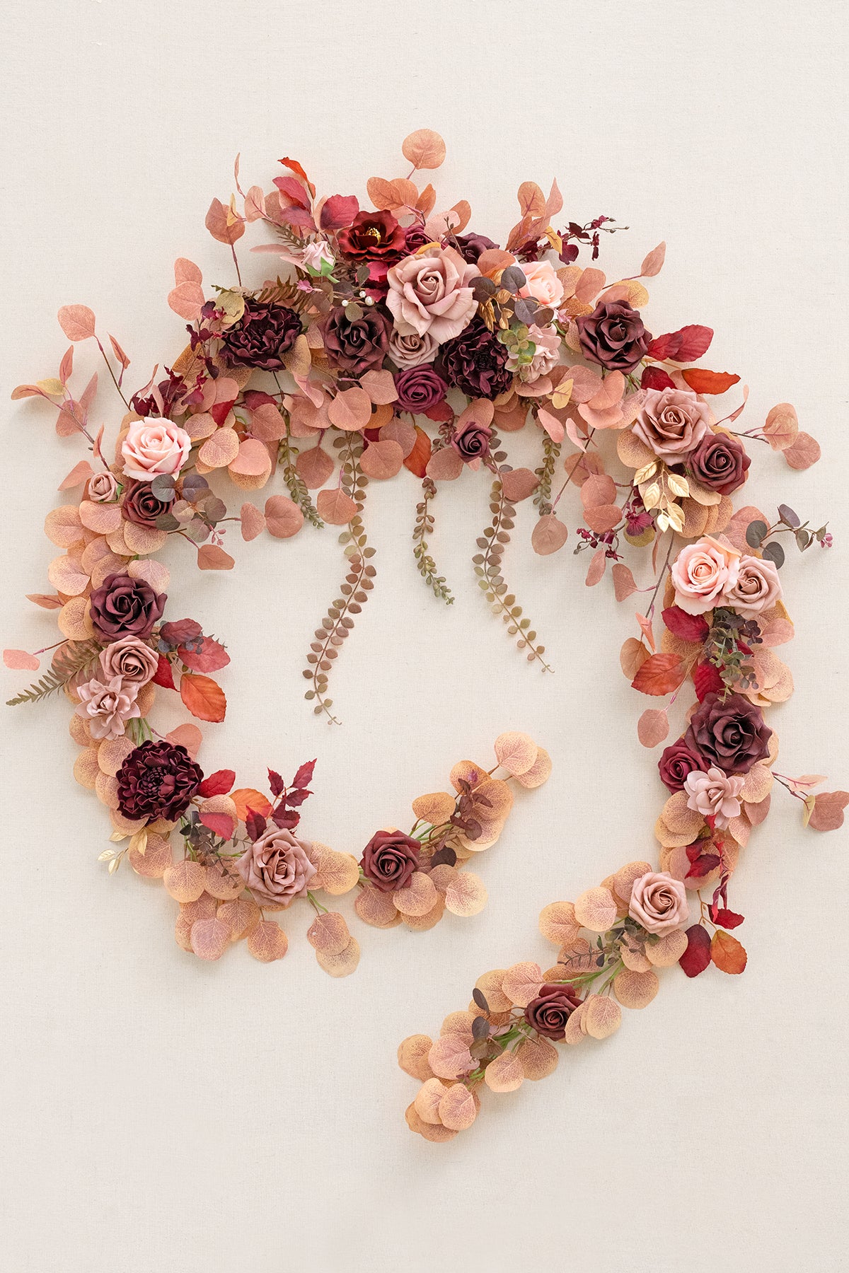 Flash Sale | 9ft Head Table Flower Garland in Burgundy & Dusty Rose | Clearance