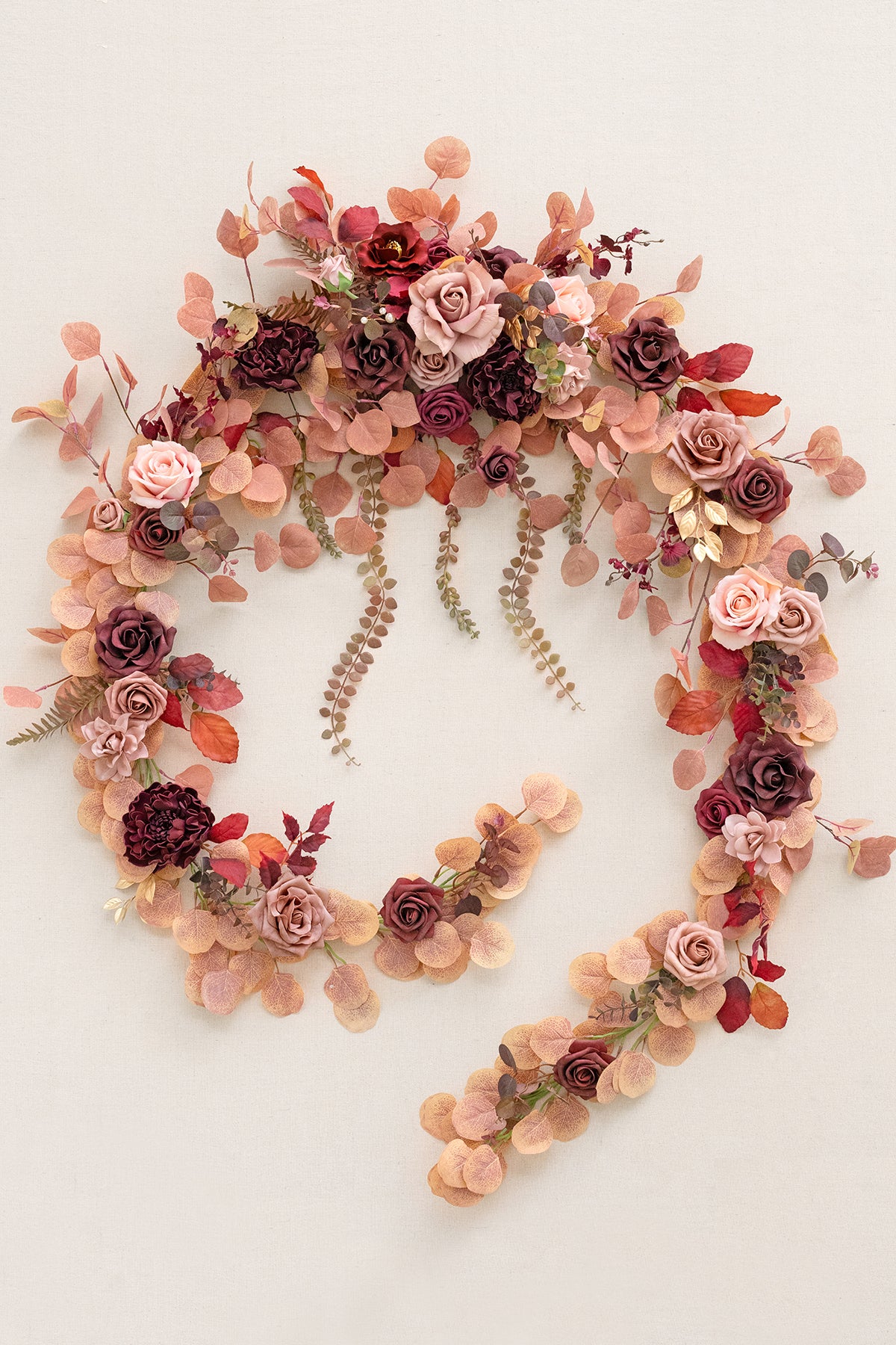 9ft Head Table Flower Garland in Burgundy & Dusty Rose | Clearance