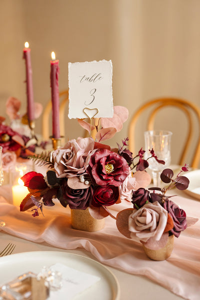 Flash Sale | Assorted Floral Centerpiece Set in Burgundy & Dusty Rose
