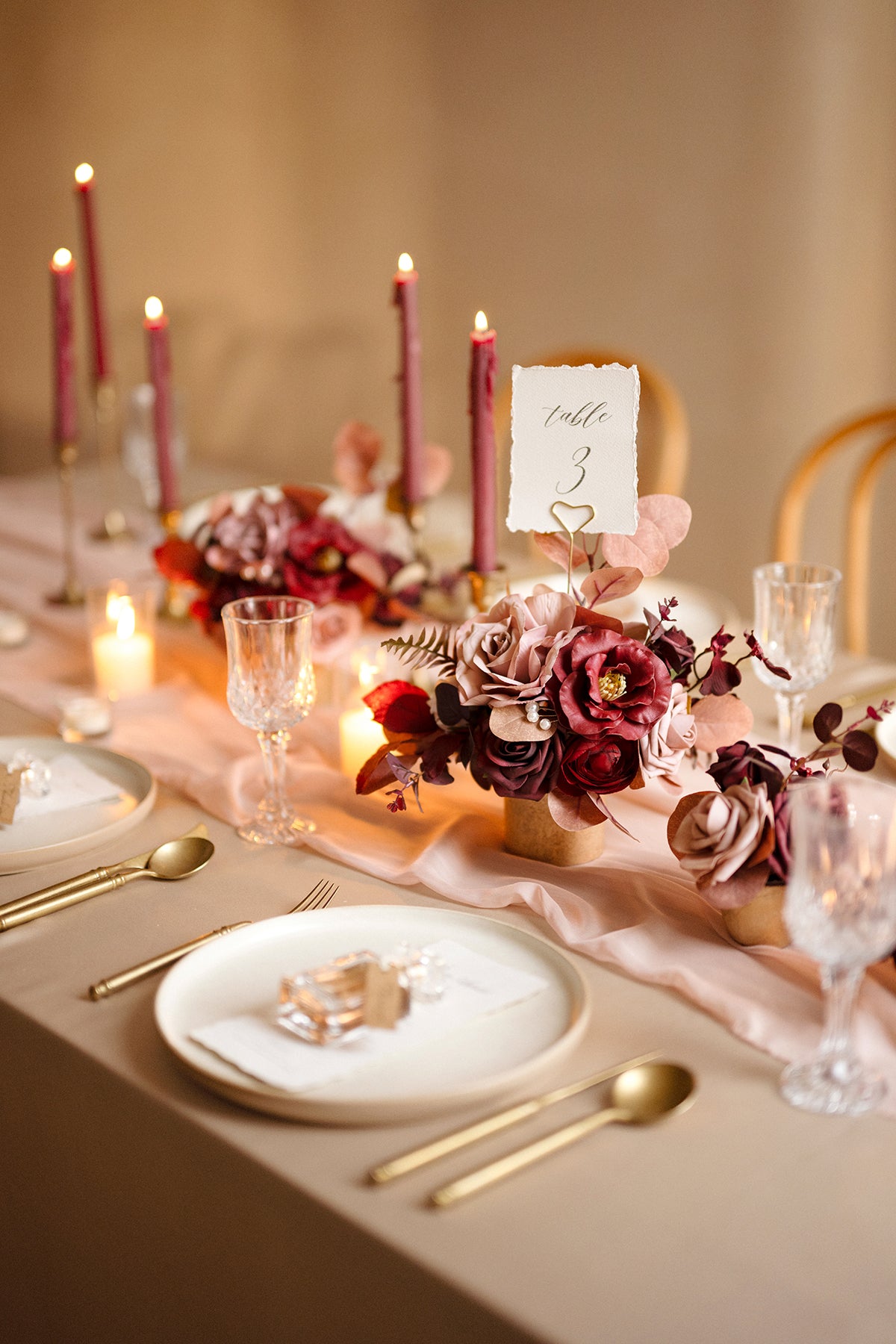Flash Sale | Assorted Floral Centerpiece Set in Burgundy & Dusty Rose