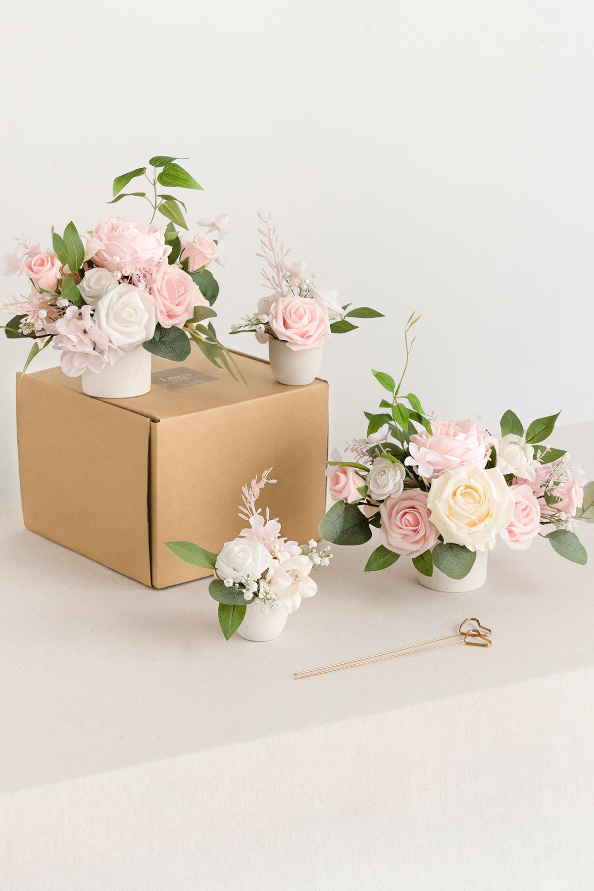 Assorted Floral Centerpiece Set in Blush & Cream