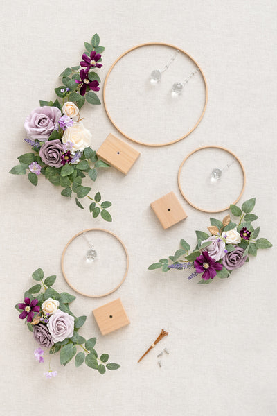 Wreath Hoop Centerpiece Set in Lilac & Gold