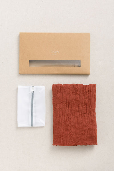 Table linens in Sunset Terracotta