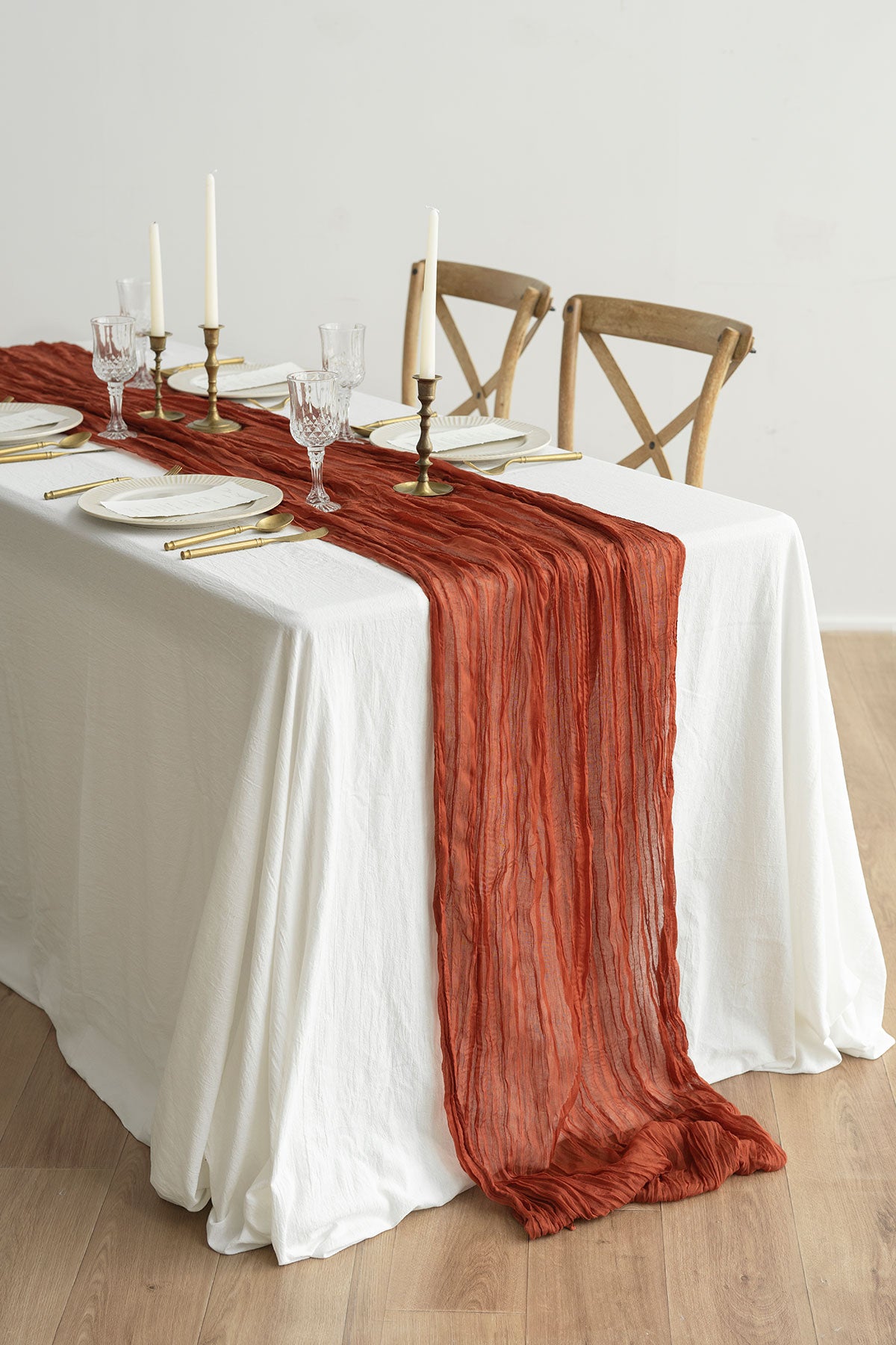 Table linens in Sunset Terracotta