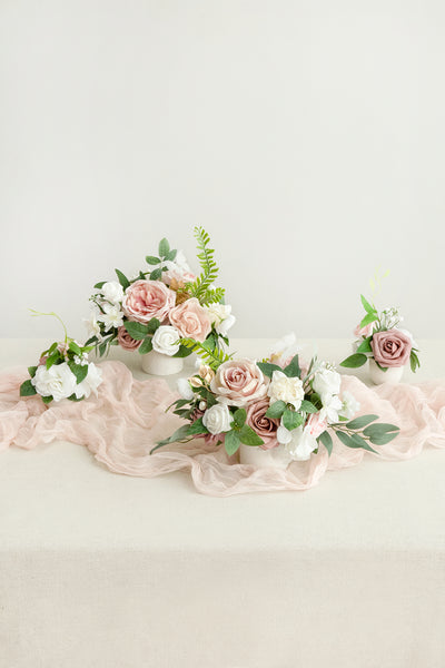 Assorted Floral Centerpiece Set in Dusty Rose & Cream