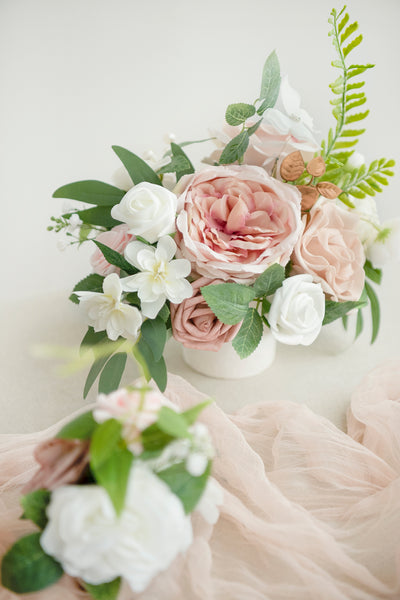 Assorted Floral Centerpiece Set in Dusty Rose & Cream