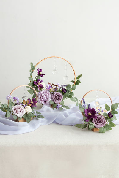 Wreath Hoop Centerpiece Set in Lilac & Gold