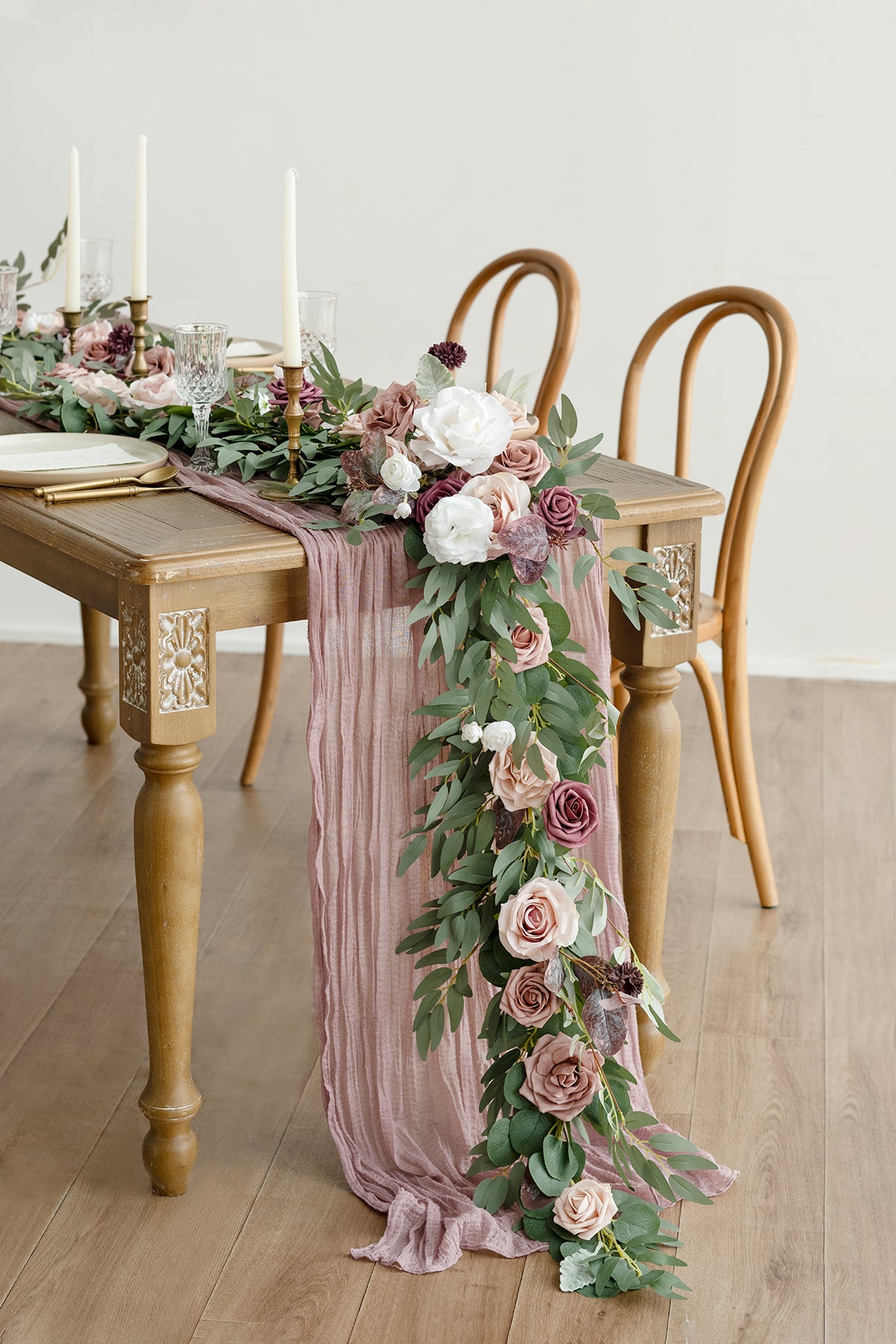 6ft Flower Garland in Dusty Rose & Mauve