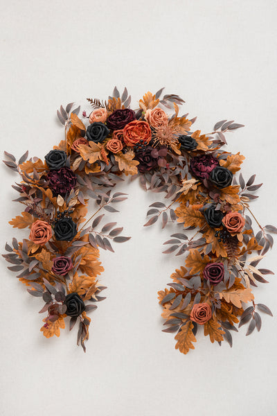 6ft Flower Garland in Black & Pumpkin Orange