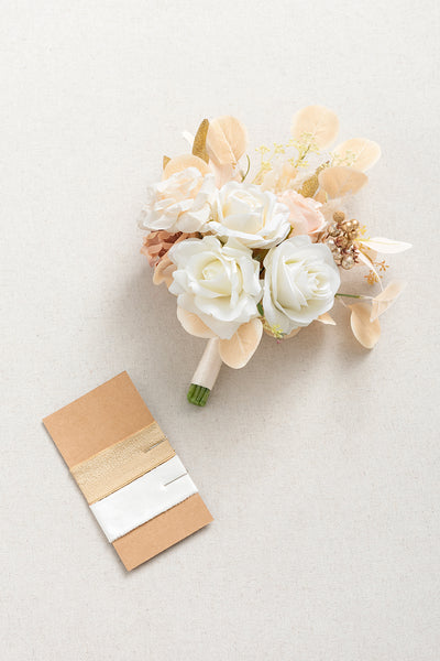 Round Bridesmaid Bouquets in White & Beige