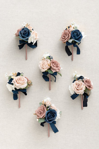 Mini Ready-to-Use Flower Centerpieces Set in Dusty Rose & Navy